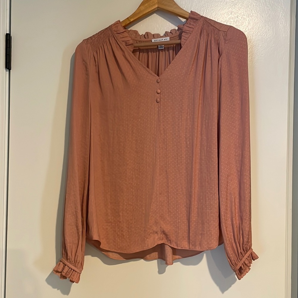 Current Air ruffle-neck blouse. Peach color. XS.